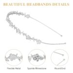 Four silver Babelshar rhinestone headbands with clear round stones, designed for bridal, wedding, and special occasion wear.