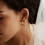 A pair of SHERLOVE Chunky Knot Gold Drop Earrings, 14K gold plated, showcasing their unique knot design and dangle style.