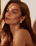 Spiritlele 14K gold and silver tone knot heart link drop dangle earrings with a chunky design for women.