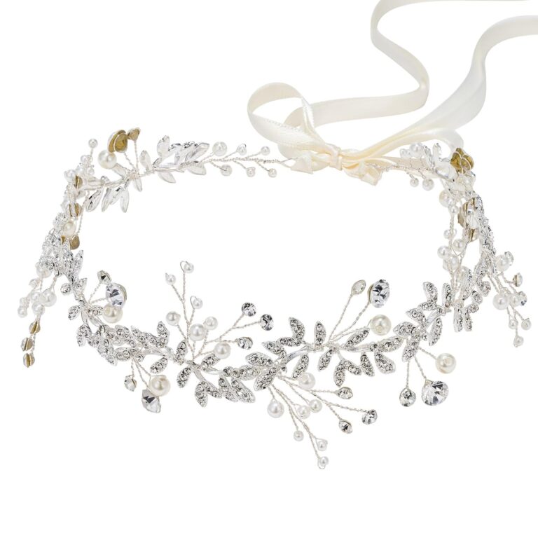 SWEETV Silver Bridal Headpiece with Pearls & Rhinestones - Wedding Hair Accessories