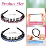 Eight multicolor Syhood rhinestone headbands with teeth combs, arranged to showcase their two distinct styles.
