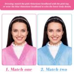 Eight multicolor Syhood rhinestone headbands with teeth combs, arranged to showcase their two distinct styles.