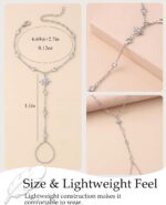 XSBODY silver star dainty hand chain bracelet with crystal accents for women, featuring a rope chain and lobster claw clasp.